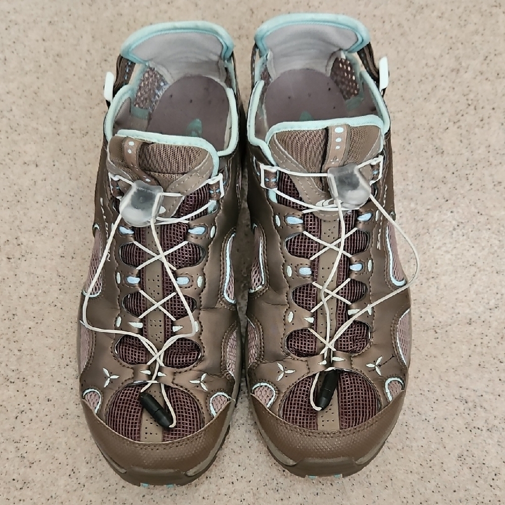 Salomon Brown and Tan Athletic Shoes with Rugged Design